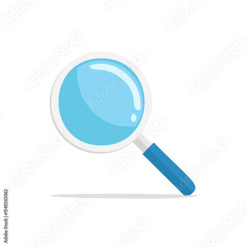 Blue Magnifying Glass Illustration Simple Design for Research Discovery Analysis Search Clarity Detail Zoom In