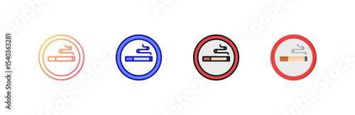 Smoking Area icon set multiple style collection