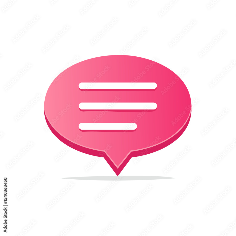 Bright Pink Speech Bubble Icon for Messaging Communication and Online Conversation Bright Pink Speech Bubble Icon for Messaging Communication and Online Conversation