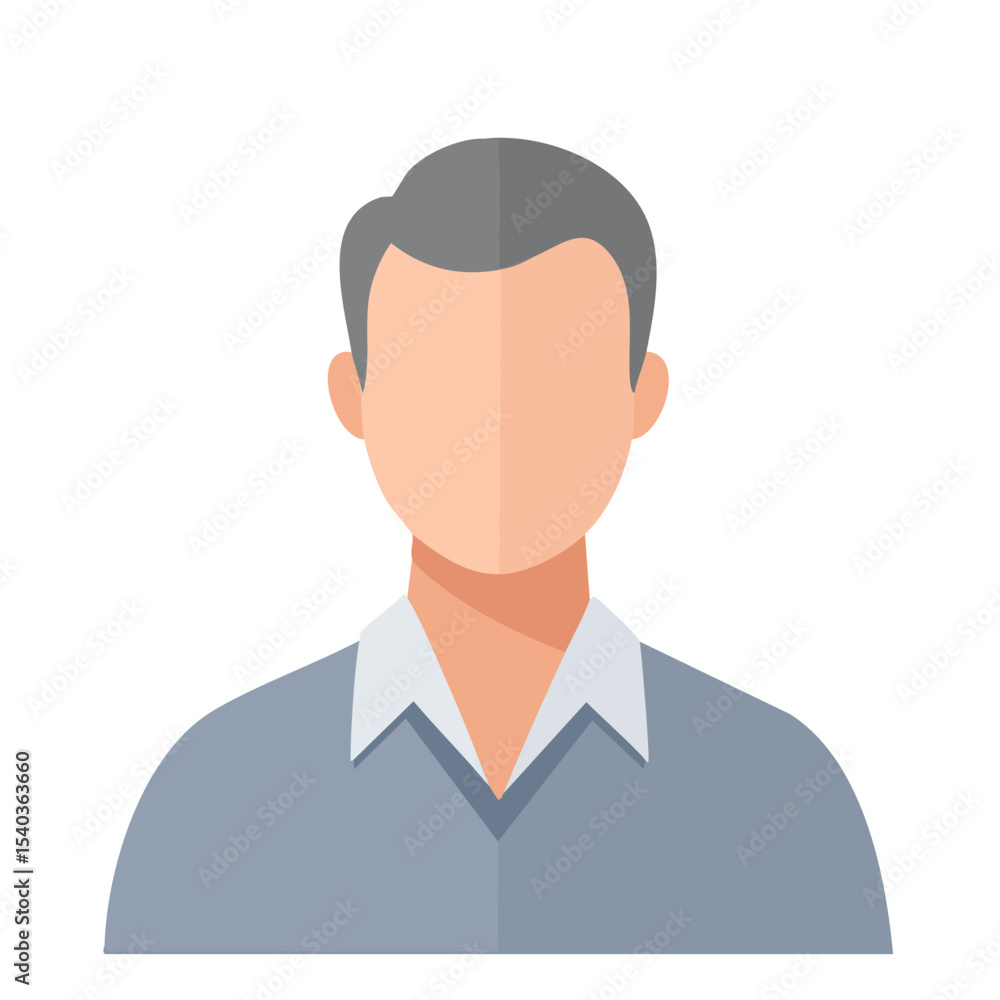 Male avatar illustration of mature professional man with grey hair. Person's face in shirt. Simple vector style for user profile or graphic element. Male avatar illustration of mature professional man with grey hair. Person's face in shirt. Simple vector style for user profile or graphic element.