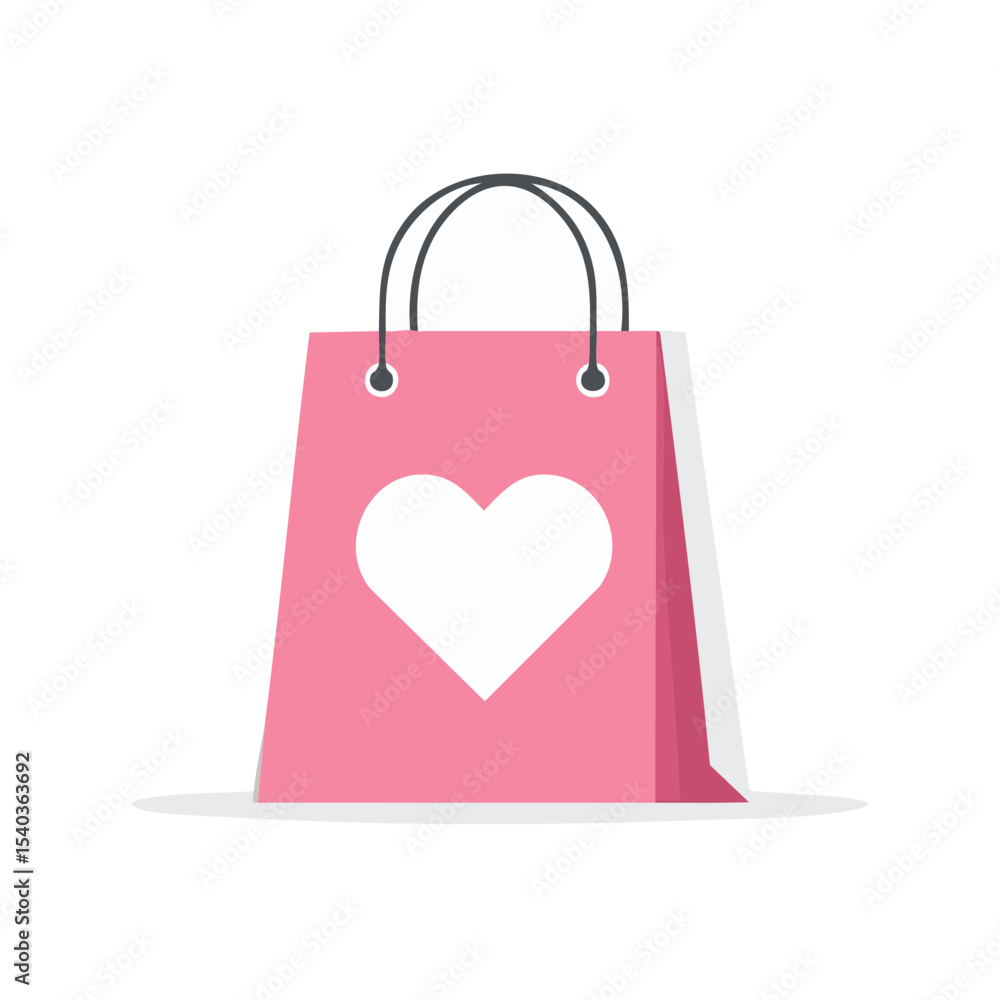 Pink Shopping Bag with Heart Design Representing Love or Romantic Shopping for Valentine's Day or Anniversary Pink Shopping Bag with Heart Design Representing Love or Romantic Shopping for Valentine's Day or Anniversary