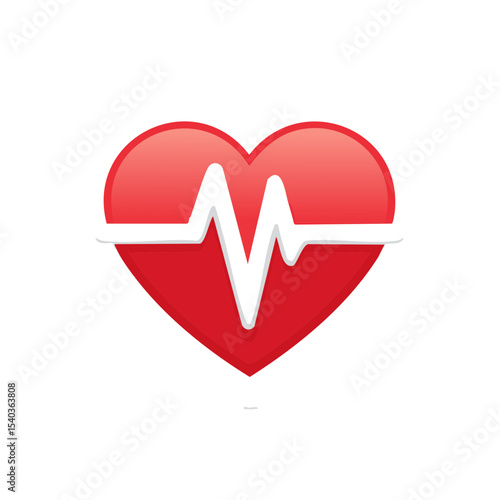 Heartbeat symbol with red heart shape on black background for health awareness and medical illustration in healthcare for cardiac monitoring