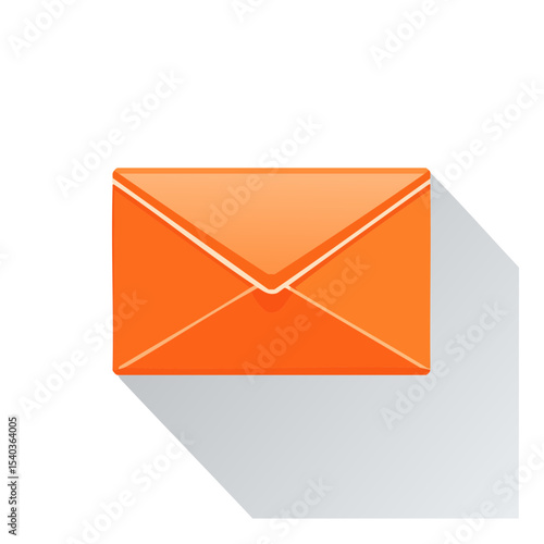 Orange Envelope Illustration with Shadow for Communication, Mailing, and Correspondence