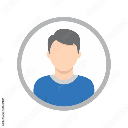 Profile avatar of a generic person in a circle. Modern vector illustration for user interface and social media applications.