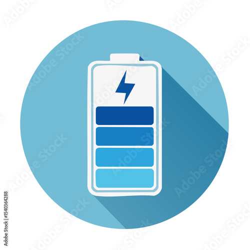 Battery Level Indicator Icon on Light Blue Background Representing Device Power and Energy