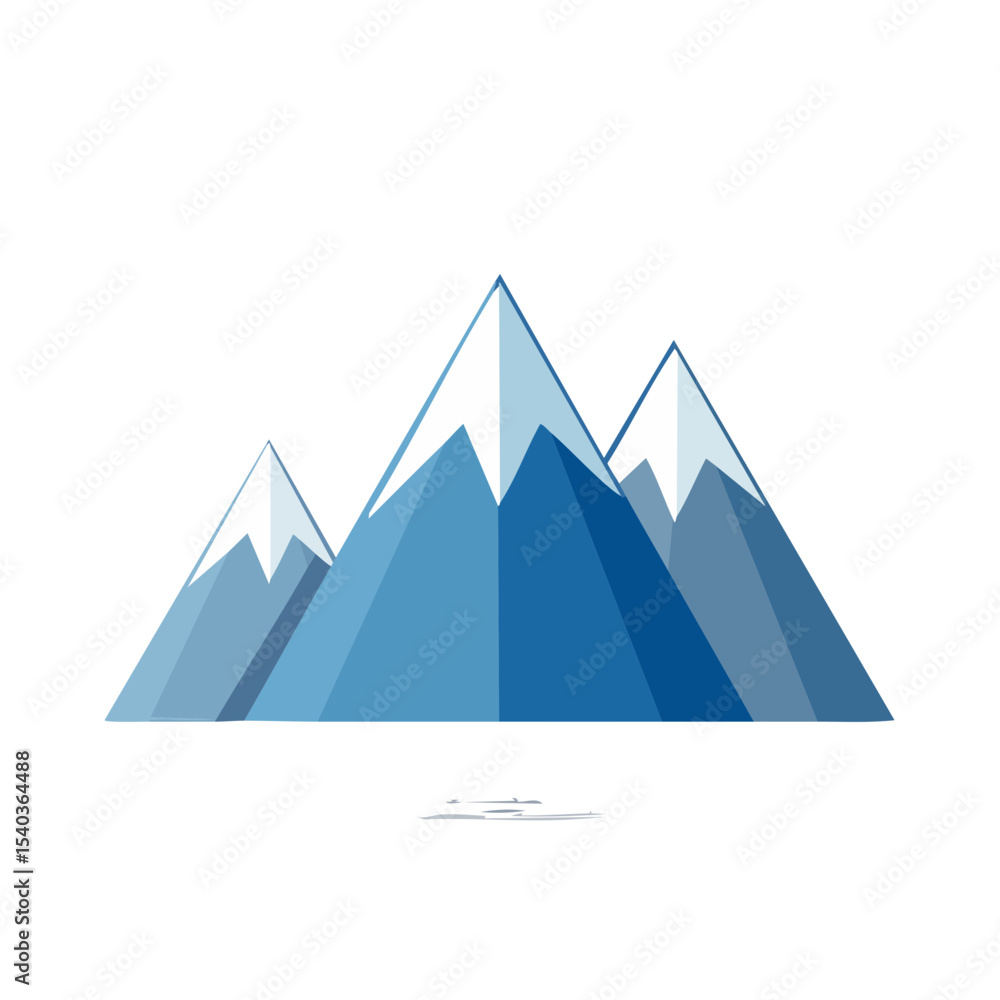 Snow Capped Mountain Peaks in Blue Minimalist Style Flat Design Nature Scene Illustration Snow Capped Mountain Peaks in Blue Minimalist Style Flat Design Nature Scene Illustration