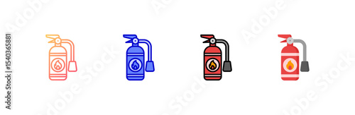 Fire Extinguisher icon set multiple style collection