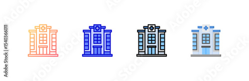 Hospital icon set multiple style collection