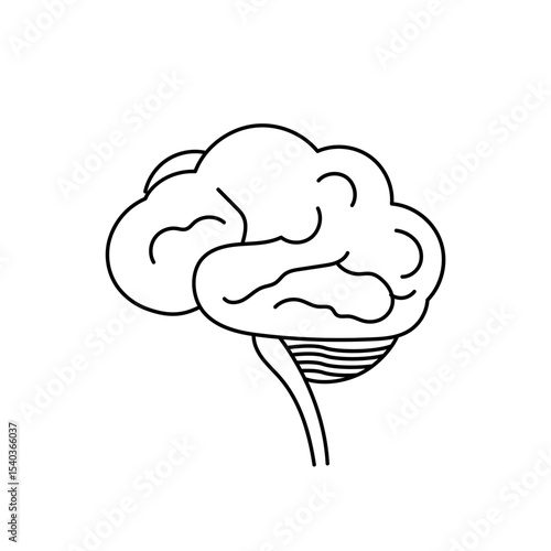 Simplified brain illustration with curved form and clean shape, symbolic of digital cognition and futuristic thought.