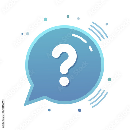 Blue Speech Bubble with Question Mark Graphic Asking a Question Seeking Answers and Solutions Concept