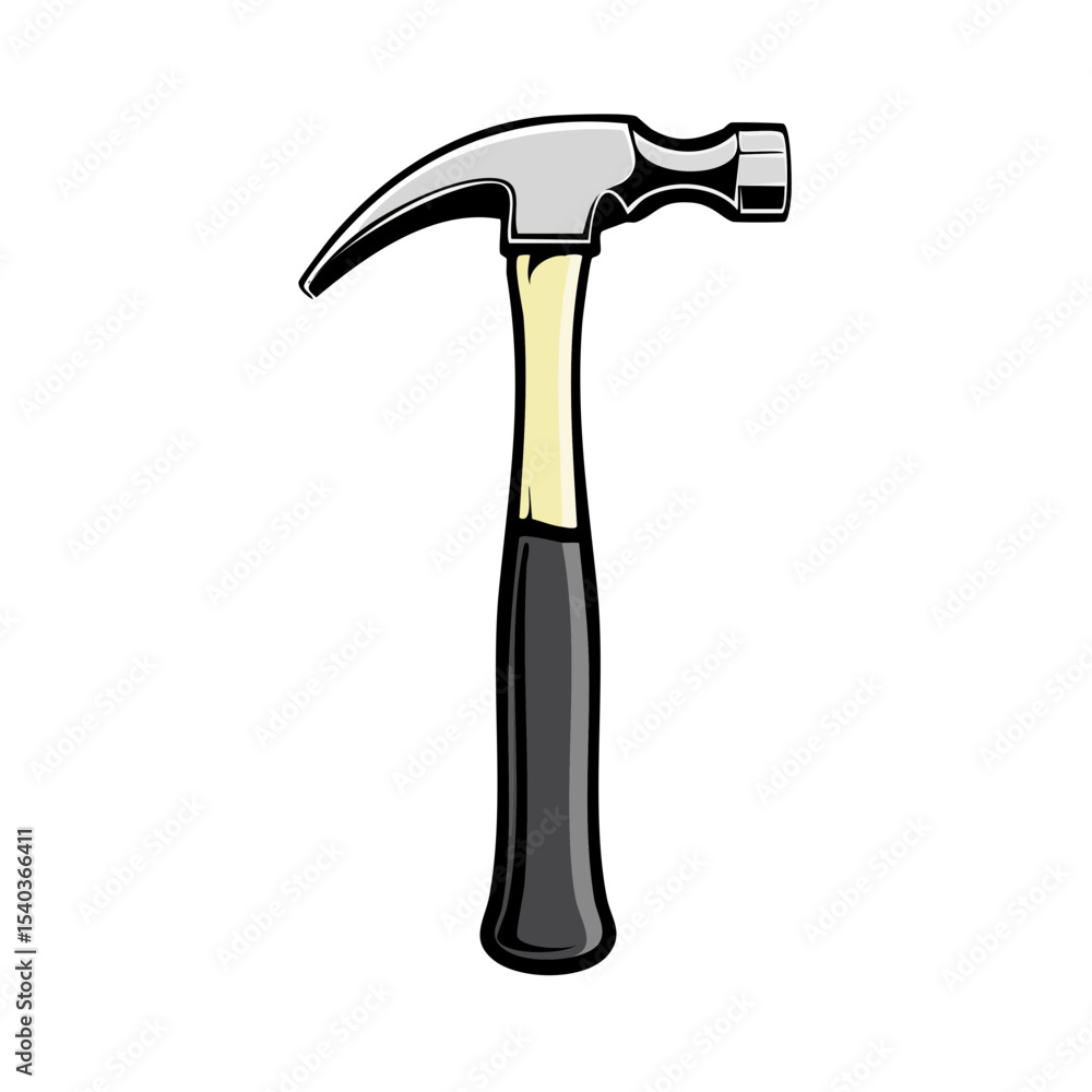 Isolated Cartoon Hammer Tool with Steel Head and Wooden Handle on a Black Background Isolated Cartoon Hammer Tool with Steel Head and Wooden Handle on a Black Background