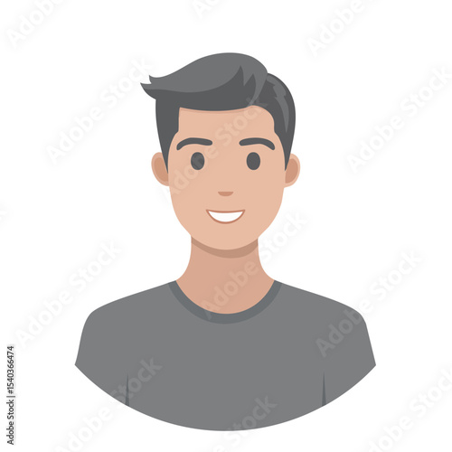 Smiling man portrait gray hair flat vector design for social media profile or avatar character in cartoon style, isolated
