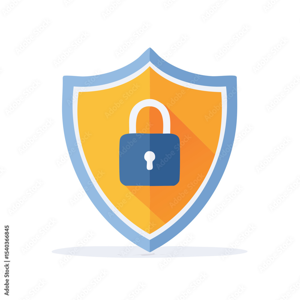 Shield with Padlock Icon Security Symbol Data Protection Cyber Safety Digital Defense Yellow Blue Modern Design Shield with Padlock Icon Security Symbol Data Protection Cyber Safety Digital Defense Yellow Blue Modern Design