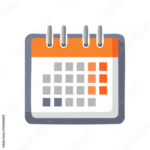 Stylized calendar icon showing a month with marked off days for scheduling and reminders in cartoon style