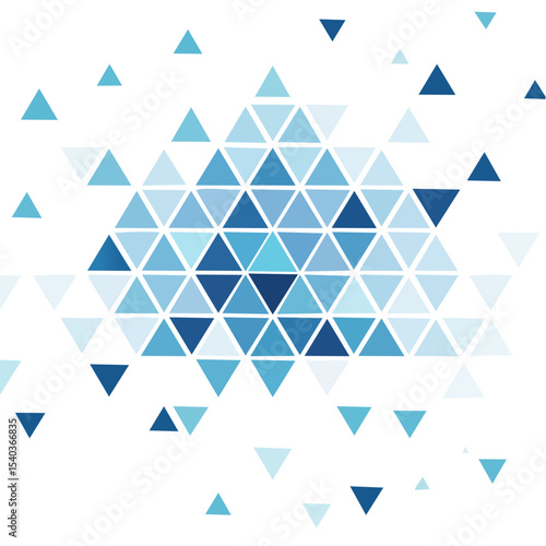Mosaic of Blue Tones Triangles Creating a Geometric Pattern against a Black Backdrop