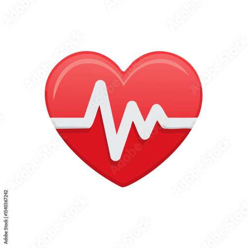 Heart with Pulse Trace Graphic Symbol for Health and Vitality Concepts on Black Background with a Clean Modern Style