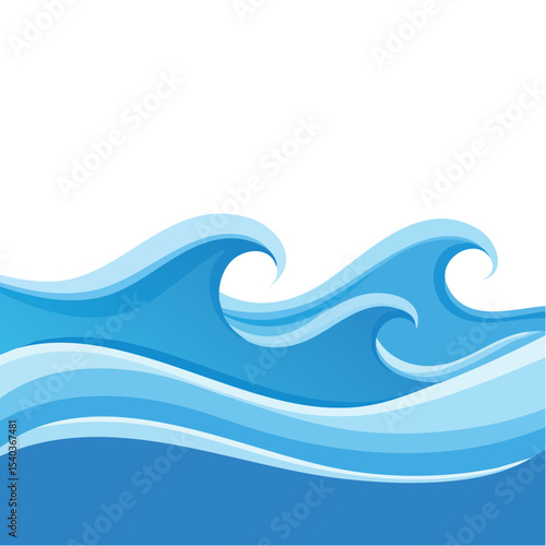 Stylized Illustration of Ocean Waves with Dark Background, Visual of Sea Water Moving