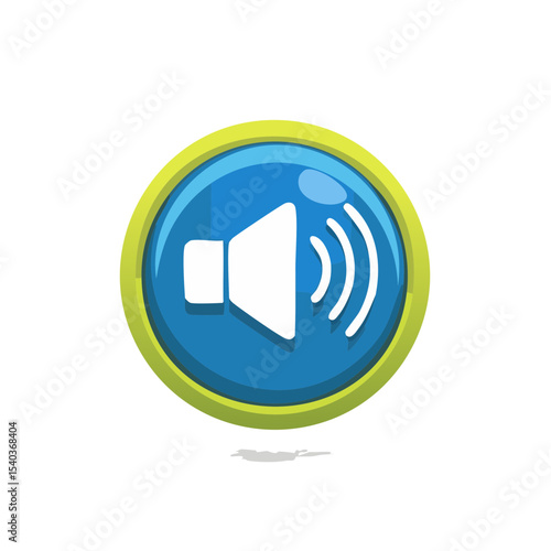 Sound Volume Button Illustration Displaying Audio Signal with Blue Gradient and Vibrant Outline Sound Effect