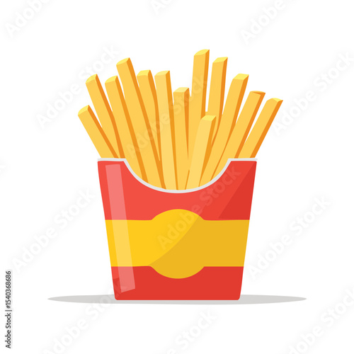 Crispy French Fries in a Striped Container Illustration Fast Food Treat Snack