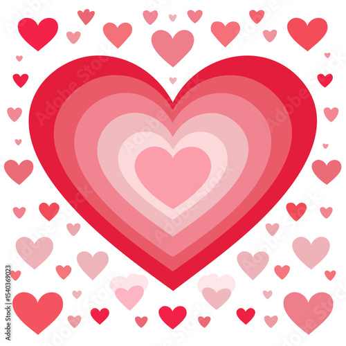 Heart shape with layered shades of pink and red on black background symbolizes love and romance for Valentine's Day celebrations.