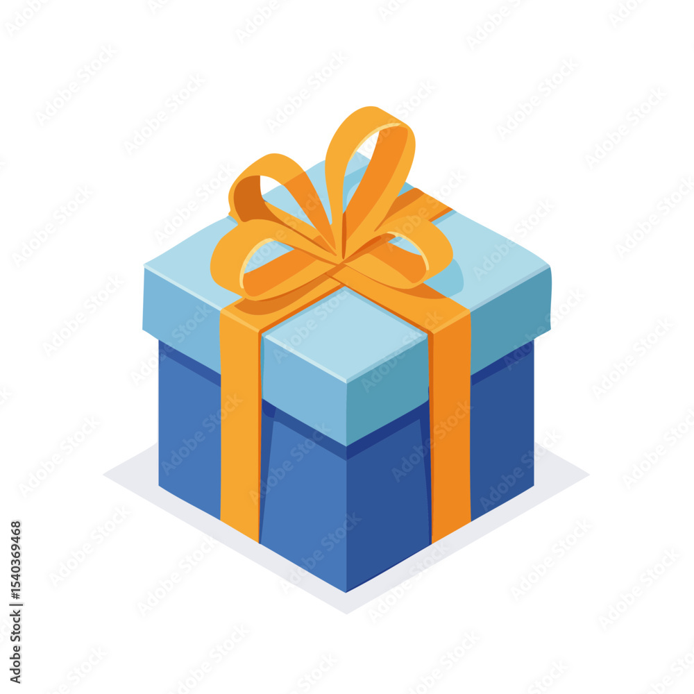 Isometric Style Gift Box with Ribbon Festive Occasion Celebration Decoration Isometric Style Gift Box with Ribbon Festive Occasion Celebration Decoration