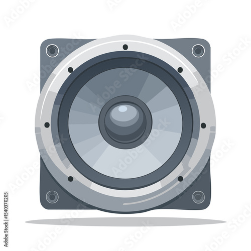 Stylized Loudspeaker Isolated on Black Graphic Speaker Illustration Design Music and Audio Sound System Component for Multimedia
