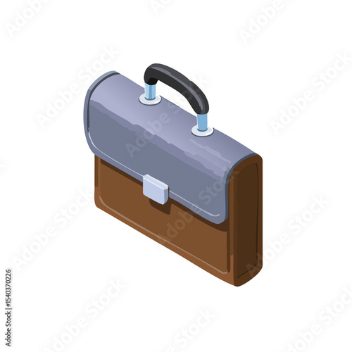 Isometric Cartoon Briefcase Illustration on Black Background for Business and Finance Concepts