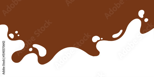 Chocolate background of Modern poster, dynamic splashes and drops. Vector illustration in a flat style of minimalism