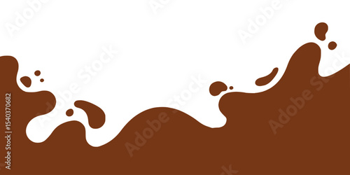 Chocolate background of Modern poster, dynamic splashes and drops. Vector illustration in a flat style of minimalism