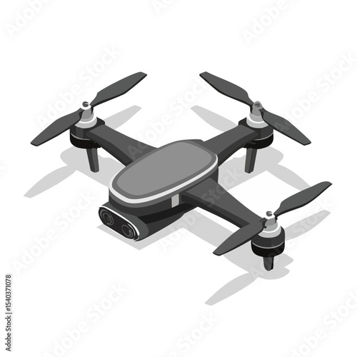 Isometric style drone vector illustration for aerial photography or surveying remote controlled technology innovative vehicle unmanned aircraft system