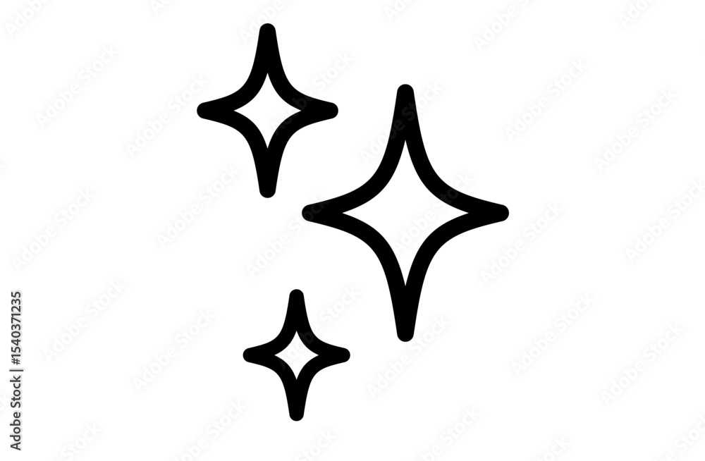 キラキラ輝くシンプルマーク(モノクロ)白黒 キラキラ輝くシンプルマーク(モノクロ)白黒