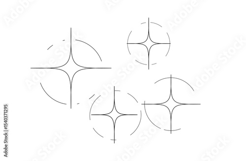 キラキラ輝くマンガ風マーク(モノクロ)黒