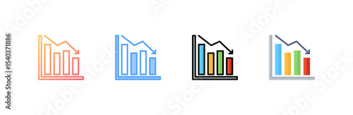 Recession icon set multiple style collection