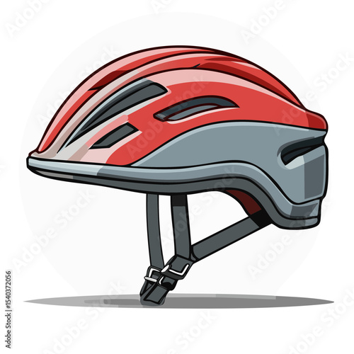 Red and Gray Bicycle Helmet for Safety and Protection with White Background