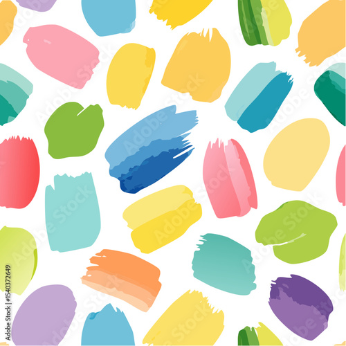 Colorful Paint Strokes Pattern on Black, Abstract Brush Marks Background