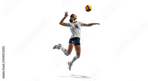 Wallpaper Mural Female Volleyball Player in Mid-Air Serve, Dynamic Pose Torontodigital.ca