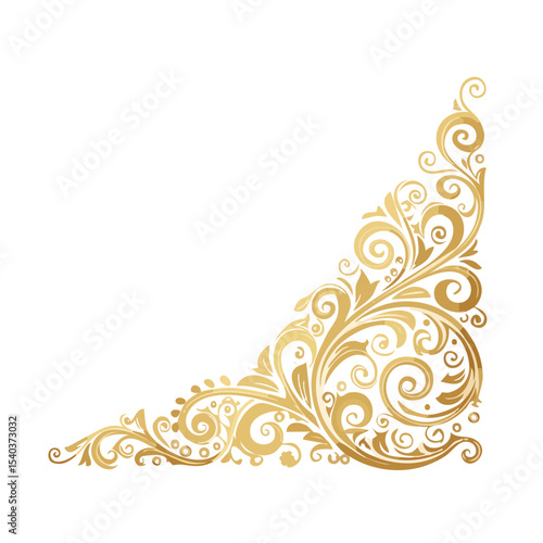 Elegant Gold Flourish Design Element on Black Background