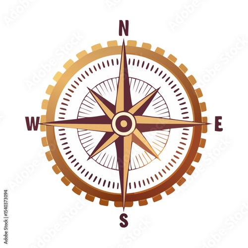 Vintage compass rose navigation tool wind rose for marine nautical orientation cartography direction finding steampunk gear design