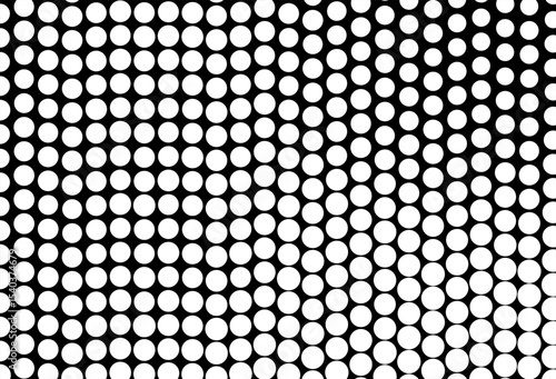 halftone dots. Black dots on white background. using smaller dots for lighter areas and larger ones for darker regions. This pattern will create a dynamic visual texture, perfect for backgrounds