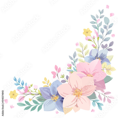 Elegant Floral Corner Arrangement with Pastel Blossoms and Foliage
