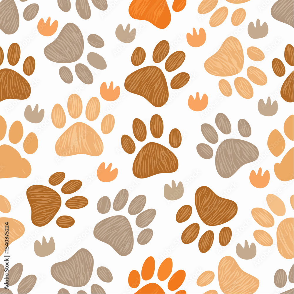 Playful Animal Paw Prints Seamless Pattern Adorable Pet Feet Illustration Background Playful Animal Paw Prints Seamless Pattern Adorable Pet Feet Illustration Background