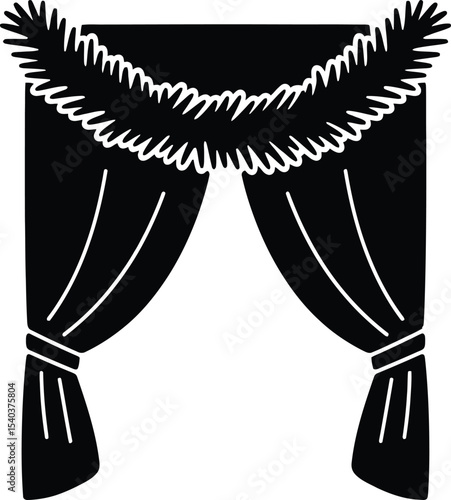 Elegant Stage Curtains Decorated with Festive Garland A Classic Theatrical Design