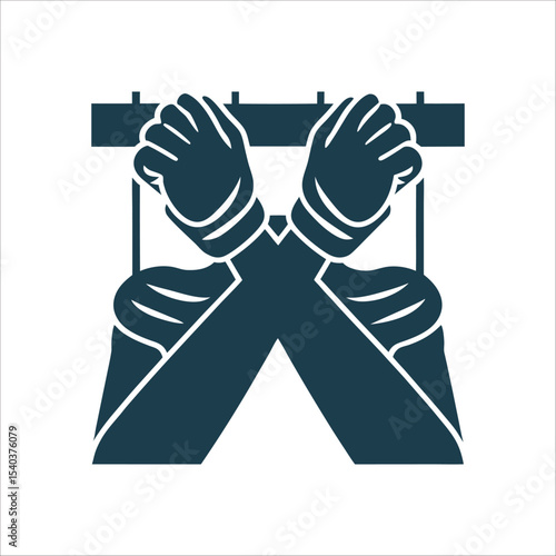 Defensive Block: Crossed Forearms Protection Icon Cross Armed Block Forearms stacked in defense