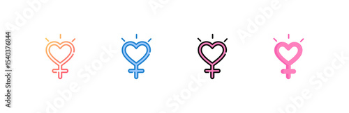 Heart icon set multiple style collection