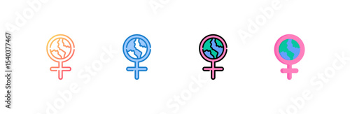 Womens Day icon set multiple style collection