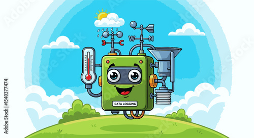 Animated Weather Data Logging Device on a Hillside