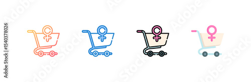 Shopping Cart icon set multiple style collection