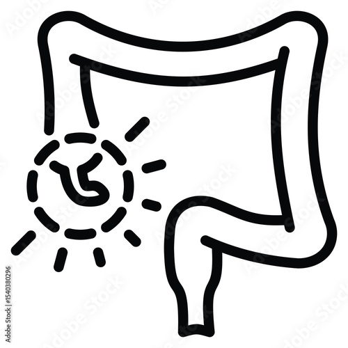 Appendicitis Icon Line Vector Illustration