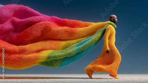 A close-up of vibrant, colorful yarn strands, likely used for knitting or crafts, forming a soft texture