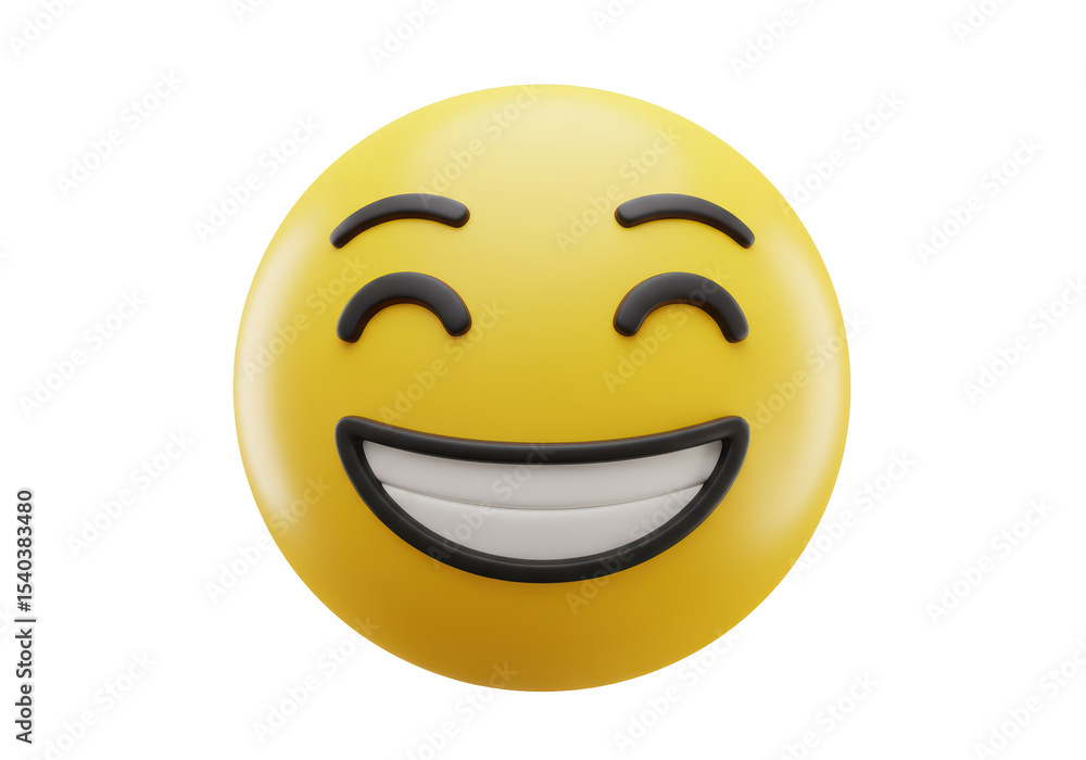 Fototapeta premium Isolated Grinning Yellow Smiling Emoji Face